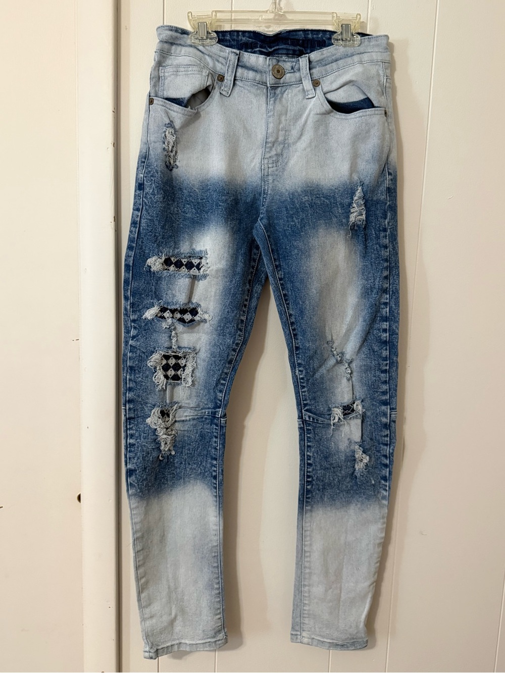 Rue21 Two-Tone Light and Dark Blue Distressed Skinny Jeans
